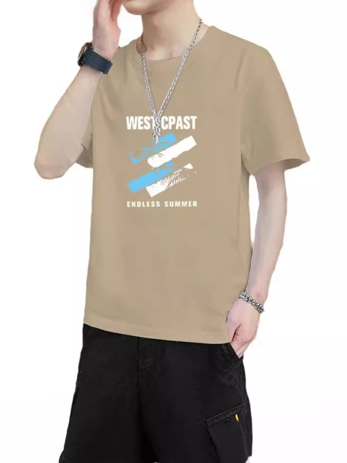 Camiseta de manga corta para hombres Camiseta de manga corta de seda de hielo Camiseta de verano cuello redondo camisa de fondo casual Camiseta corta de todos los partidos moda masculina