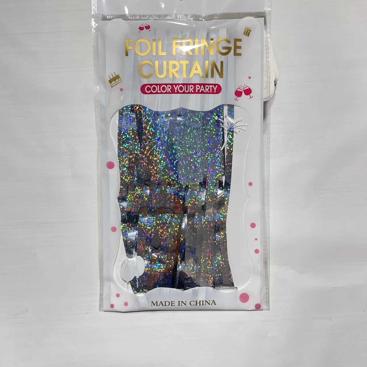 Punto láser de color brillante cortina de seda de lluvia común fabricantes de bordas