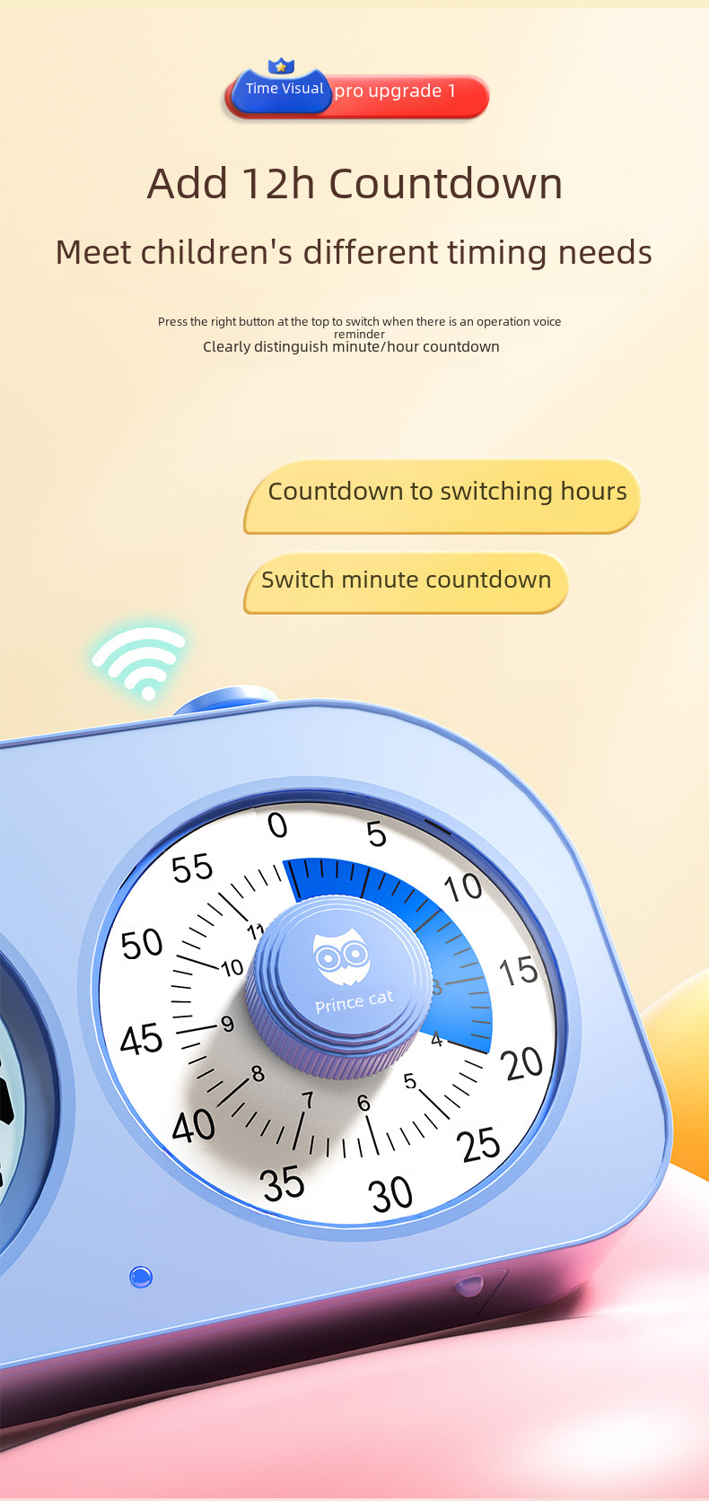 Cat Prince Visual Timer for Children Learning Special Self-discipline Timing Office Time Manager Alarm Clock