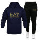 2024 autumn and winter winter cross-border men's and women's leisure European code blank solid color suit fleece loose sweater pants two pieces