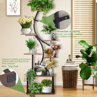 跨境室内植物支架8层金属植物架搁板室内植物展示架室内花卉展示