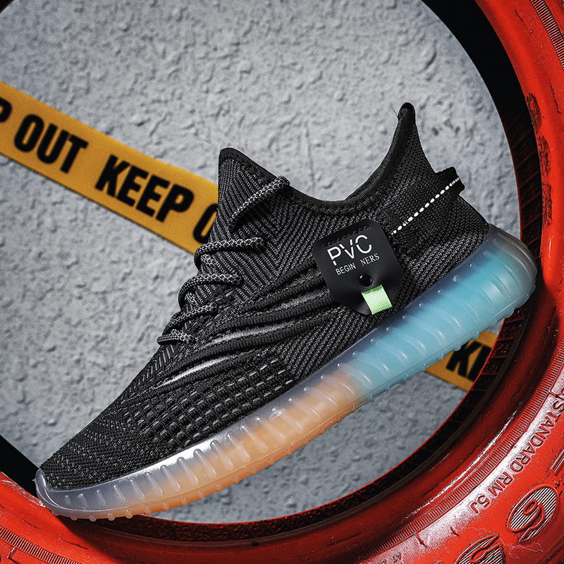 Summer New Breathable Fly-Knit Mesh Shoes for Men, Trendy Versatile Sports Casual Shoes with Jelly Sole, Coconut Shoes for Men - Qing