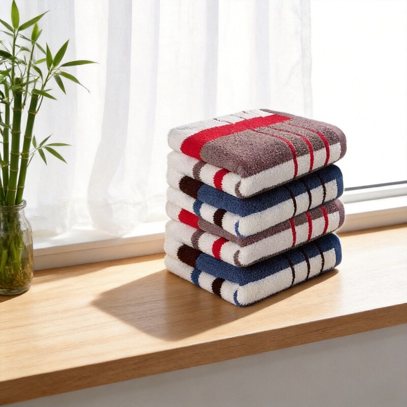 Gold Stripe Pure Cotton Bath Towel Set, Household Class a Absorbent Quick-Dry Face Towel, Hotel-Style Thickened Face Towel