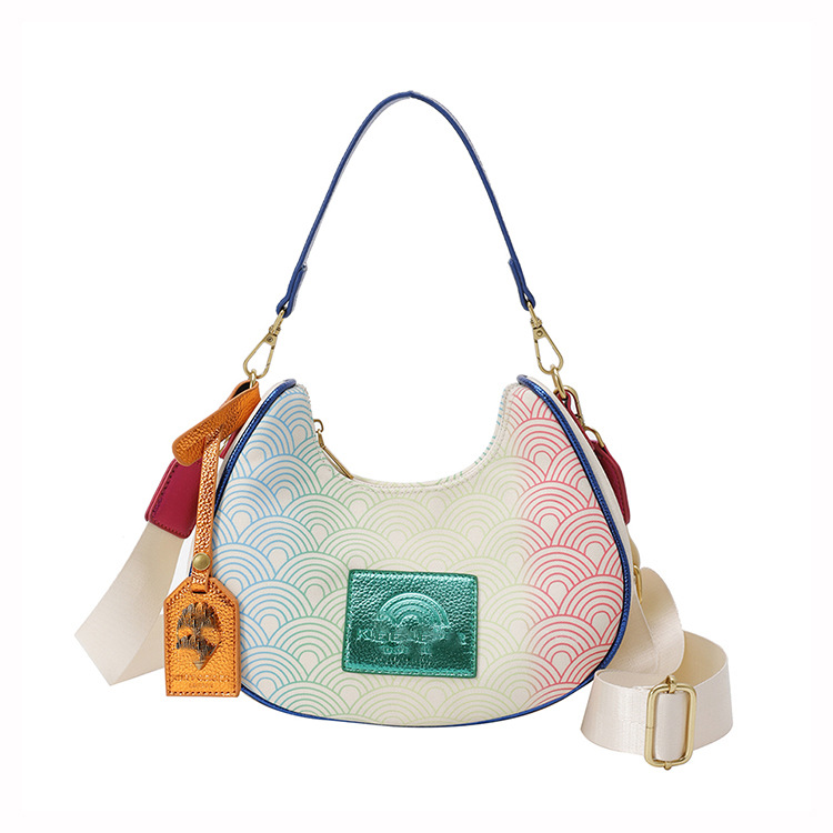 2025 bolso de mujer, personalidad de nicho de alta gama, bolso de axila de color degradado, bolso de axila de hombro, venta caliente transfronteriza, bolso de luna nueva