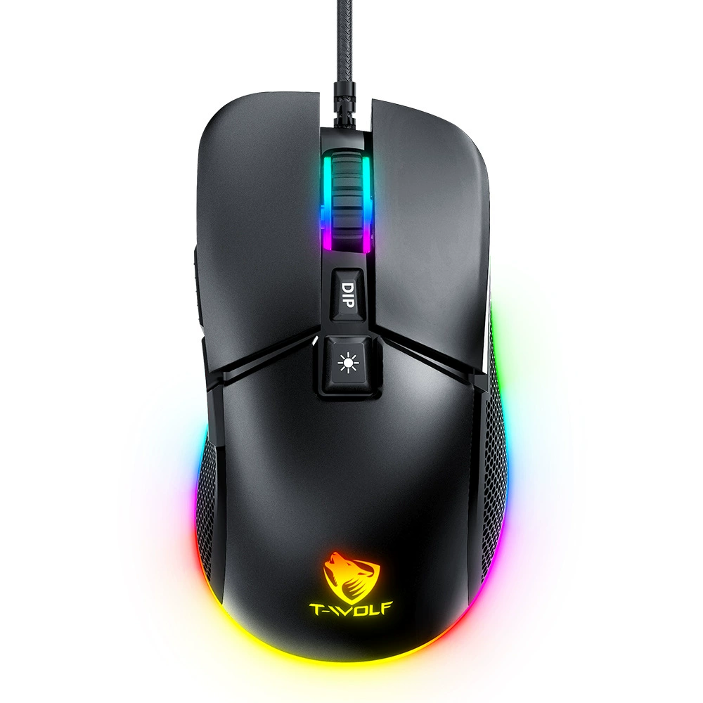 Игровая мышь T-Wolf Thunder Wolf G590 с USB-подключением, проводная, RGB, Emacon, подсветка, макро программирование