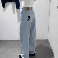韓国 RestAndRecreation 刺繍コーデュロイストレートパンツレディースルーズカジュアル RR スリムロングパンツ