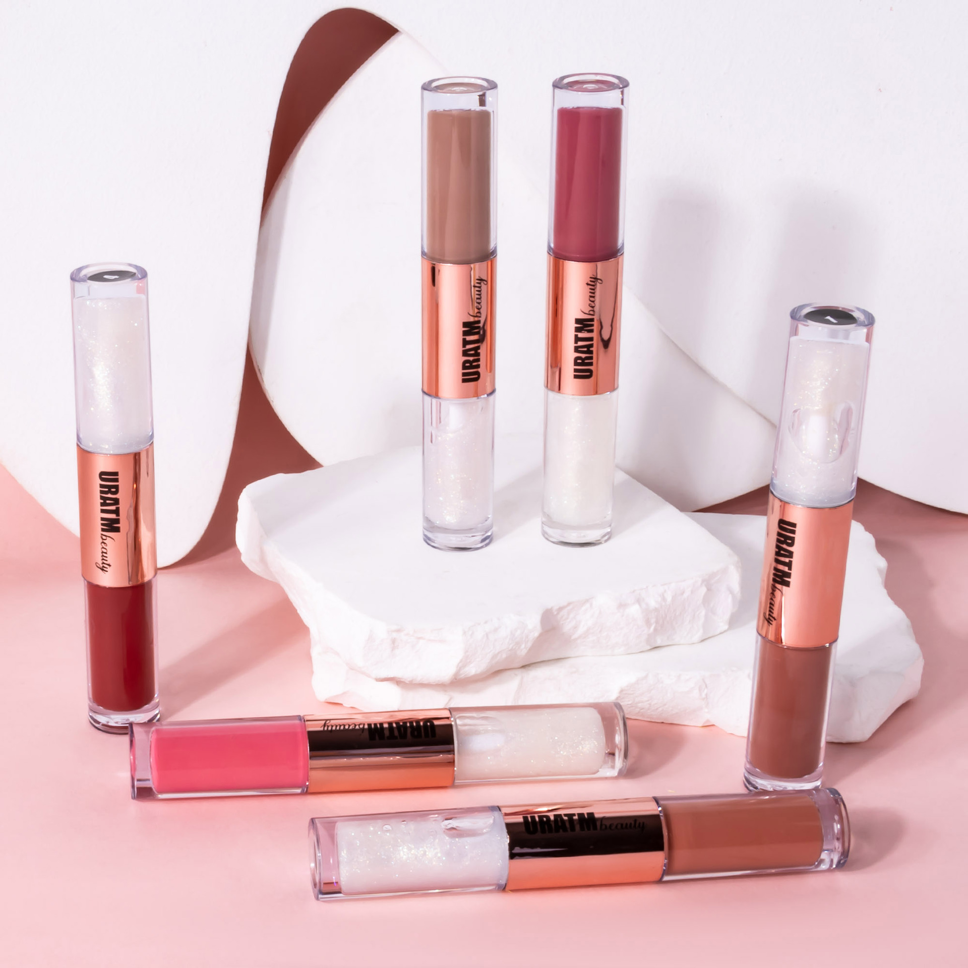SHCOETY Cross-border double-head lip gloss matte laminated pearlescent fine sparkling lip gloss is not easy to stick to the cup and does not fade for a long time undefined