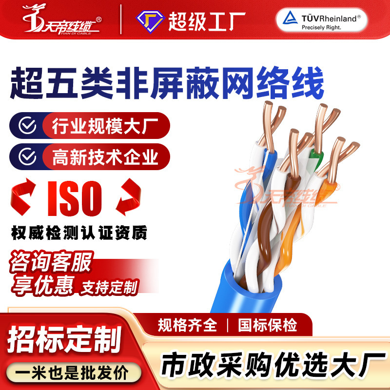 Processing and Customization of Category 5E Network Cable Utp Cat5E 0.5 Oxygen-Free Copper Unshielded Poe Monitoring Twisted Pair