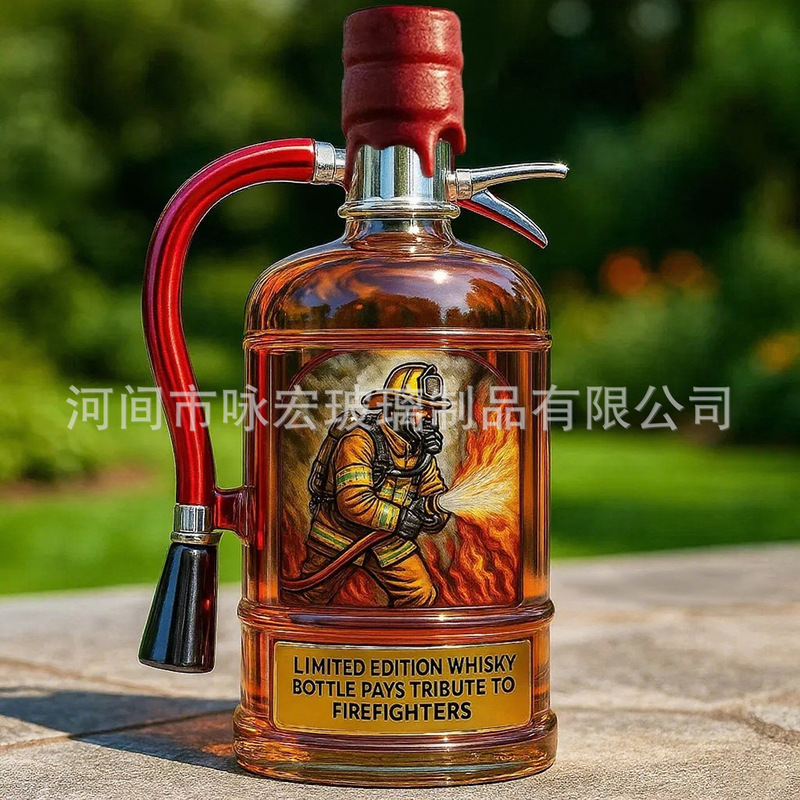 新品灭火器威士忌酒瓶泡酒瓶高硼硅玻璃酒瓶装饰摆件泡酒瓶跨境|undefined