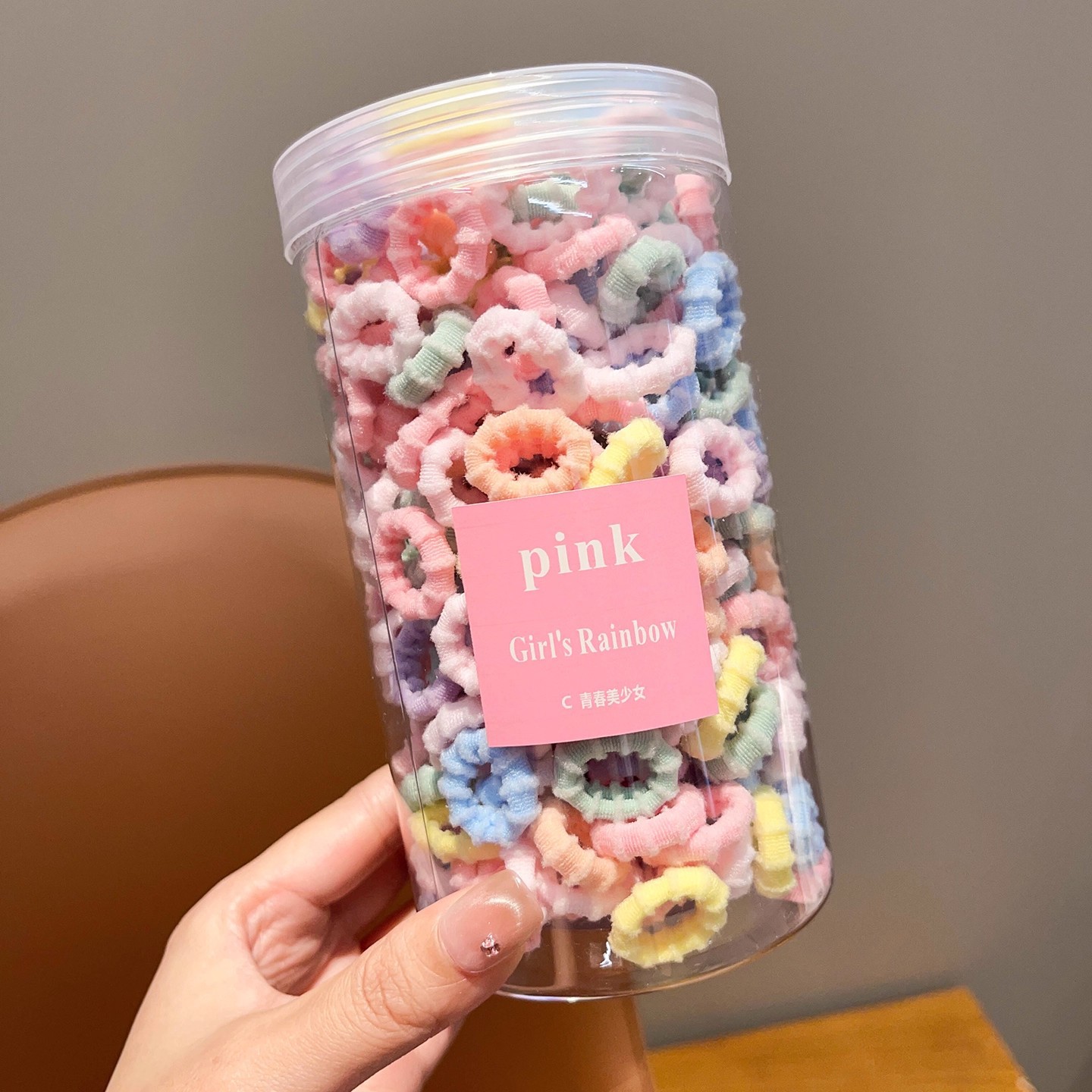 [Venta en caliente transfronteriza] 200 cuerda de cabello infantil enlatada 2025 nuevo anillo de cabello de cabello elástico no daña joyas para el cabello