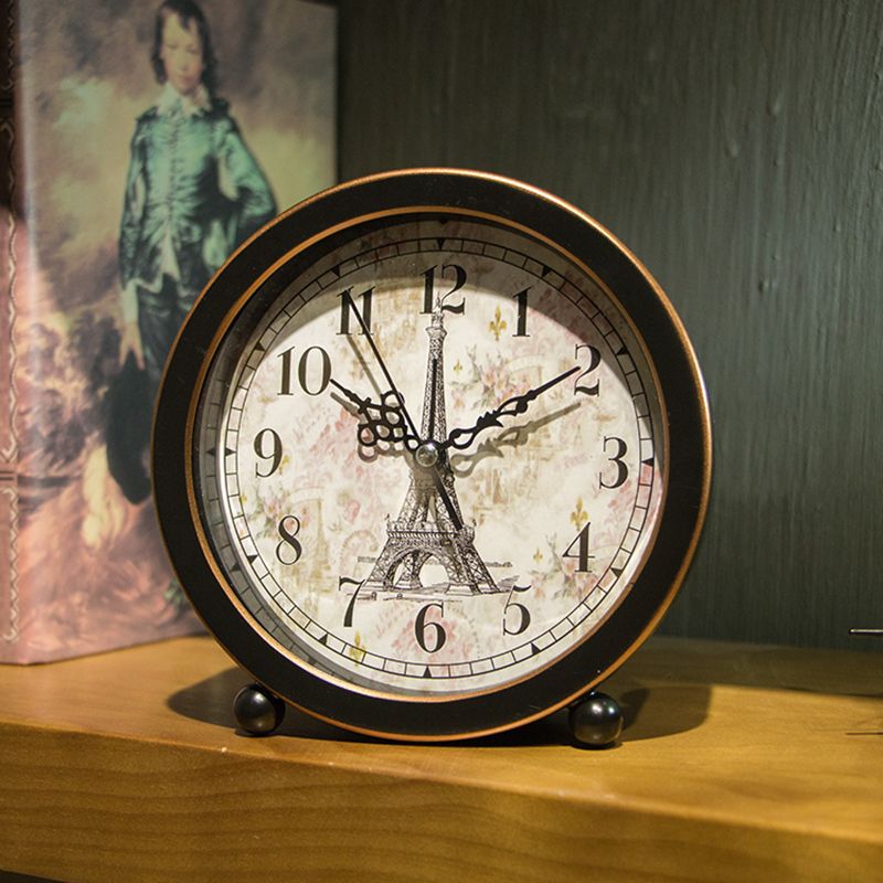 [복고풍 시계] 유럽 목가적 간단한 창조적 인 알람 시계 미국 벙어리 학생 침대 옆 침실 시계 장식품