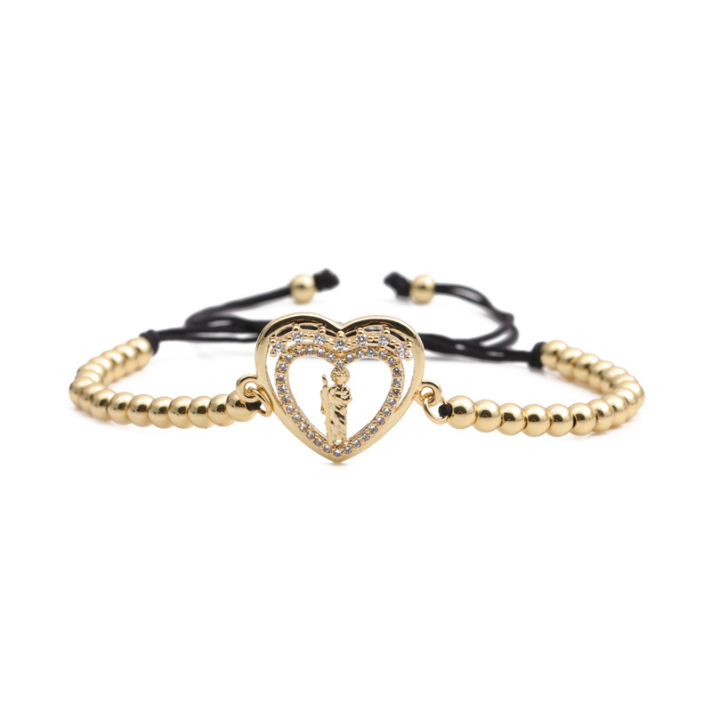 Ethnic Style Zircon Heart Shape Adjustable Bracelet display picture 4