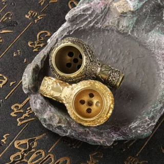 国潮仿古玩鲤鱼戏莲黄铜烟斗烟枪烟杆烟具烟头配件金属工艺品收藏