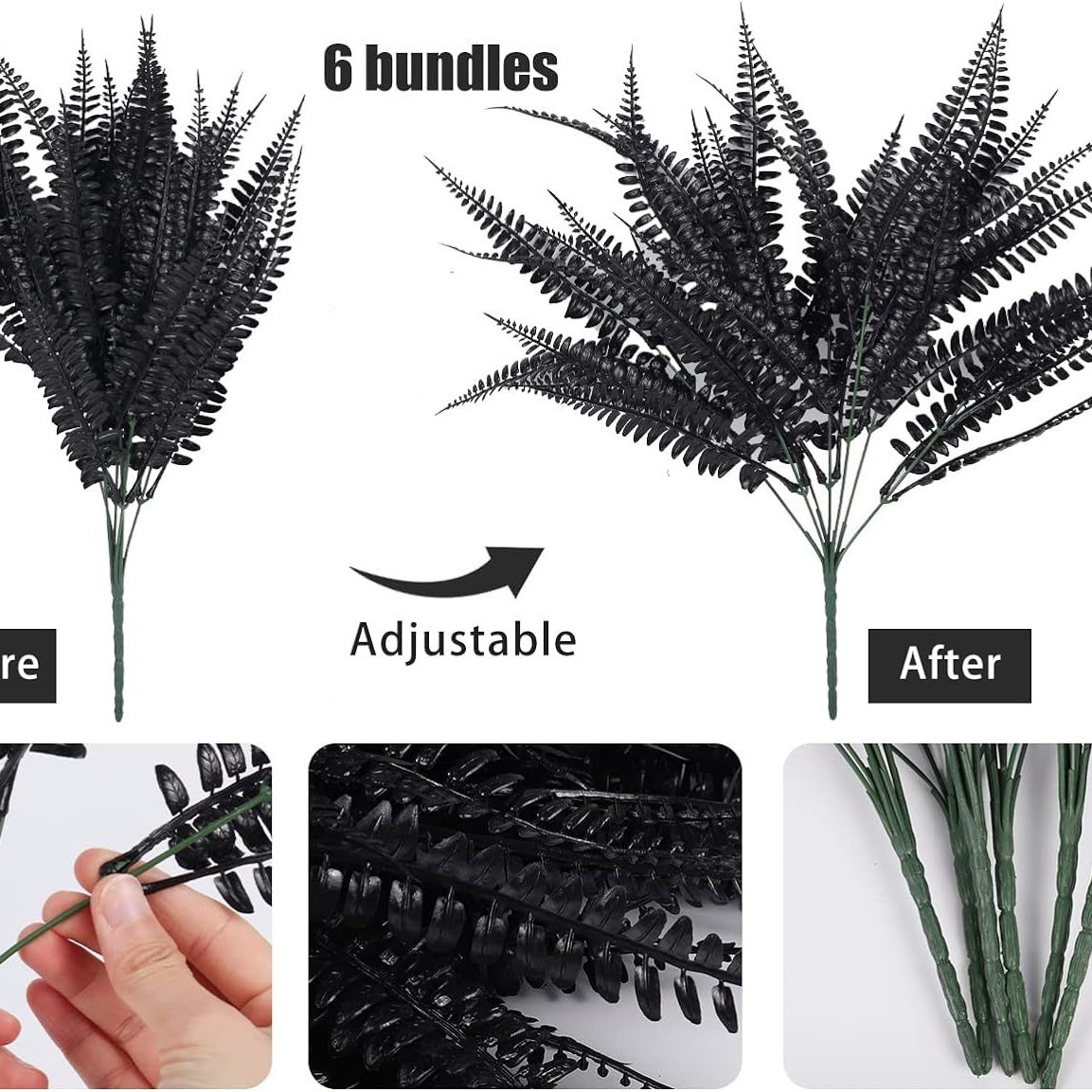 Amazon Planta artificial transfronteriza falsa planta de hoja persa larga verde planta falsa a prueba de UV al aire libre