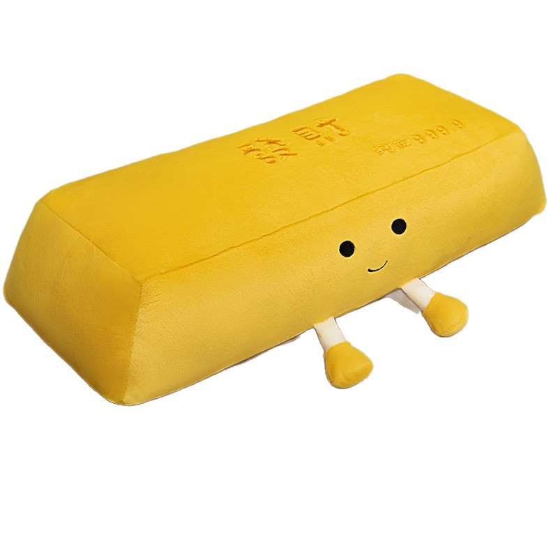 Almohada Larga de Barra de Oro de Peluche y Poliéster para Dormitorio