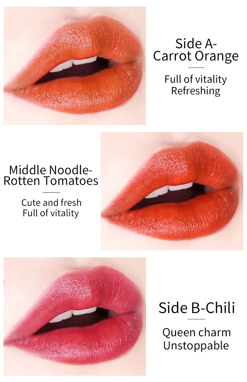 VIBELY Scepter three-color matte non-stick rim, carrot cubes color-changing lipstick, one three-color lipstick beauty makeup undefined