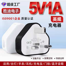 5V1A英规充电器港版三角插头手机小家电跨境logo镭雕充电器头批发