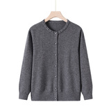 25年新款精纺针织开衫纯色简约圆领单排扣女士百搭100%羊毛衫秋冬，女装针织衫/毛衣，妃慕昵服饰