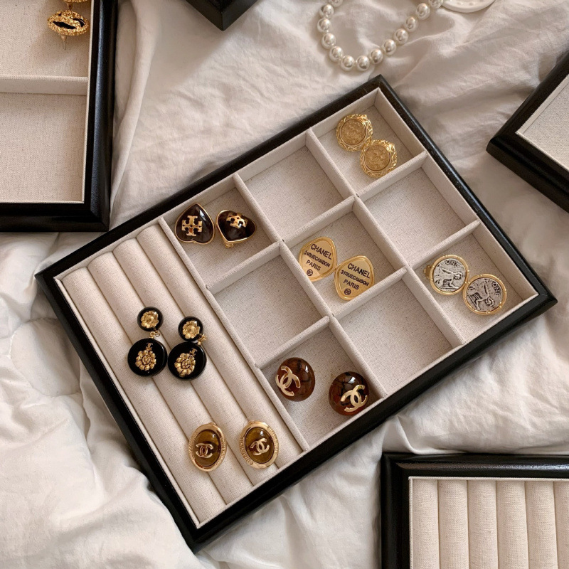 린넨 프렌치 블랙 9칸 트레이 25cm