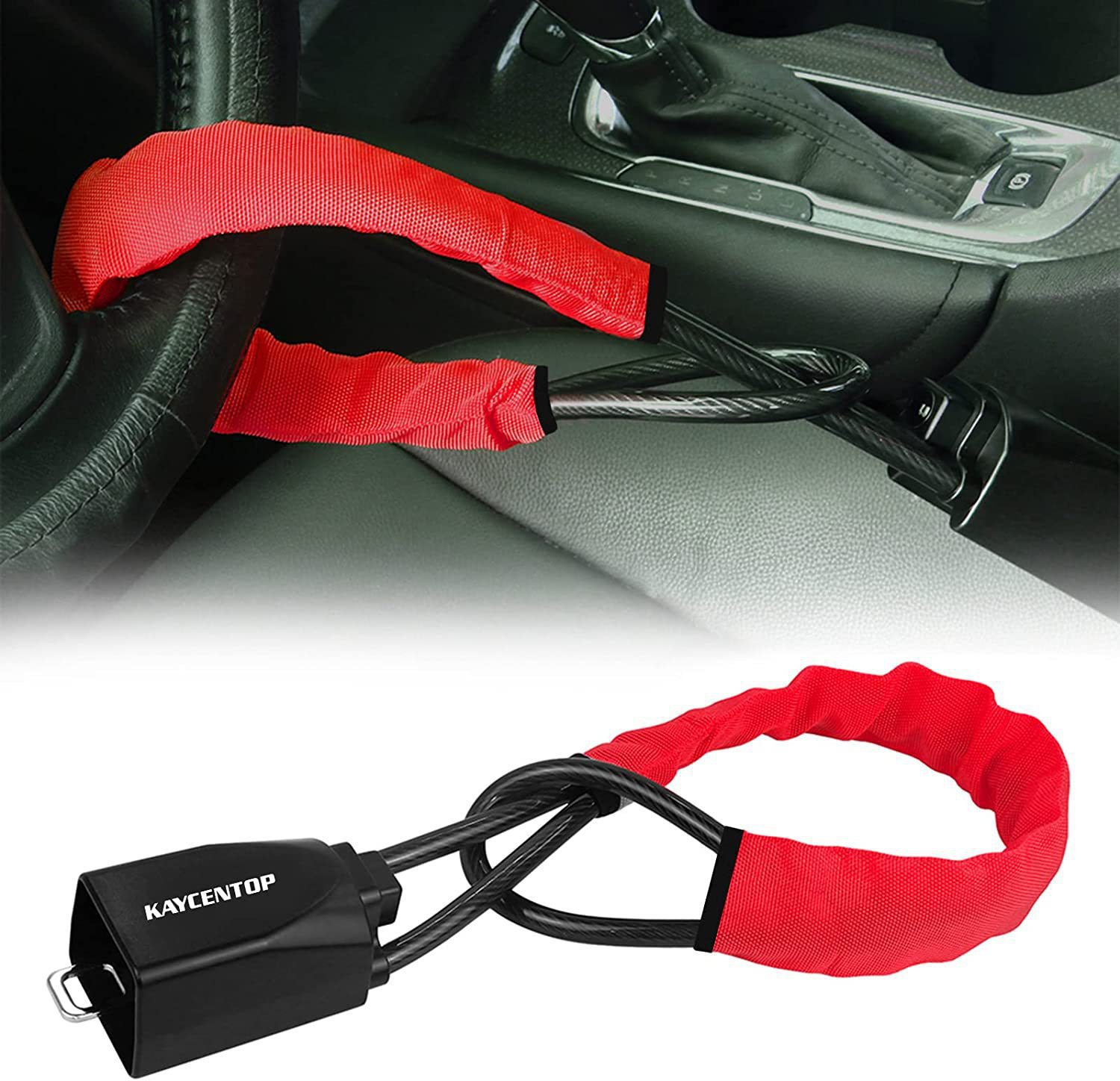 Cerradura para volante de coche, antirrobo, con cable, retráctil, al por mayor