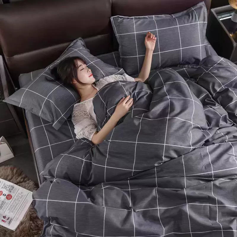 四件套学生宿舍床单双人三件套被套单人被罩单件磨毛四季款