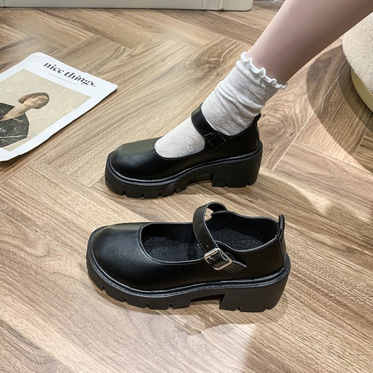 Small Leather Shoes Women's 2022 Spring New British Academy Style Bright Leather High Heel Shoes Round Toe Thick Bottom Mary Jane Shoes Women Small Leather Shoes Women's 2022 Spring New British Academy Style Bright Leather High Heel Shoes Round Toe Thick Bottom Mary Jane Shoes Women