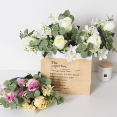 百花邦保加利亞玫瑰仿真花 速賣通貨源仿真綠植 家居餐桌裝飾假花