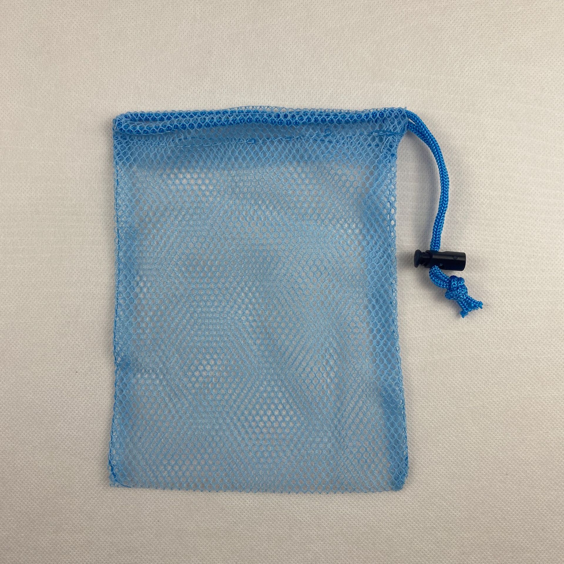 厂家批发蓝色涤纶束口抽绳网眼袋玩具球类收纳包装拉绳网布袋子