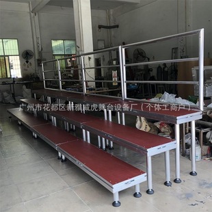 Aluminum Alloy Folding Chorus Platform Three-Layer Wooden Pedal Chorus Platform Foldable Chorus Platform with Wheels