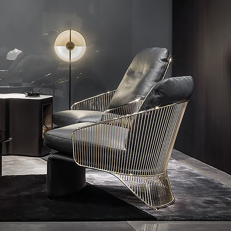 European-style light luxury postmodern minimalist personalized leisure chair for creative clubs beauty salons with iron back sofa chairs