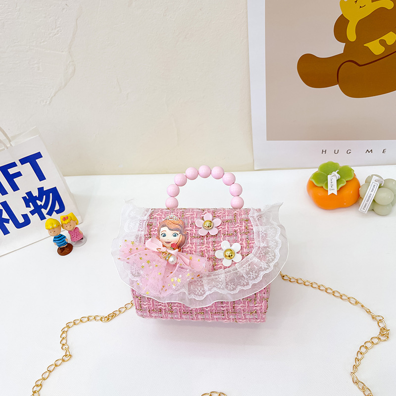 2022 nuevo arco de la celebridad en línea tejida bolso de los niños de las mujeres de estilo coreano lindo crossbody mini bolso de la perla