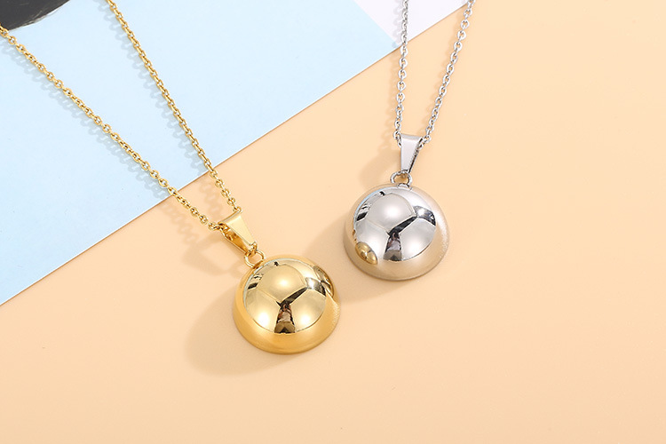 In Stock Wholesale European and American Simple Trendy Stainless Ornament round Beads Necklace and E