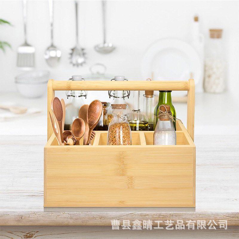 Hogar vajilla portátil de almacenamiento en rack condimento occidental vajilla utensilios de madera de bambú cuchillo y tenedor caja de almacenamiento