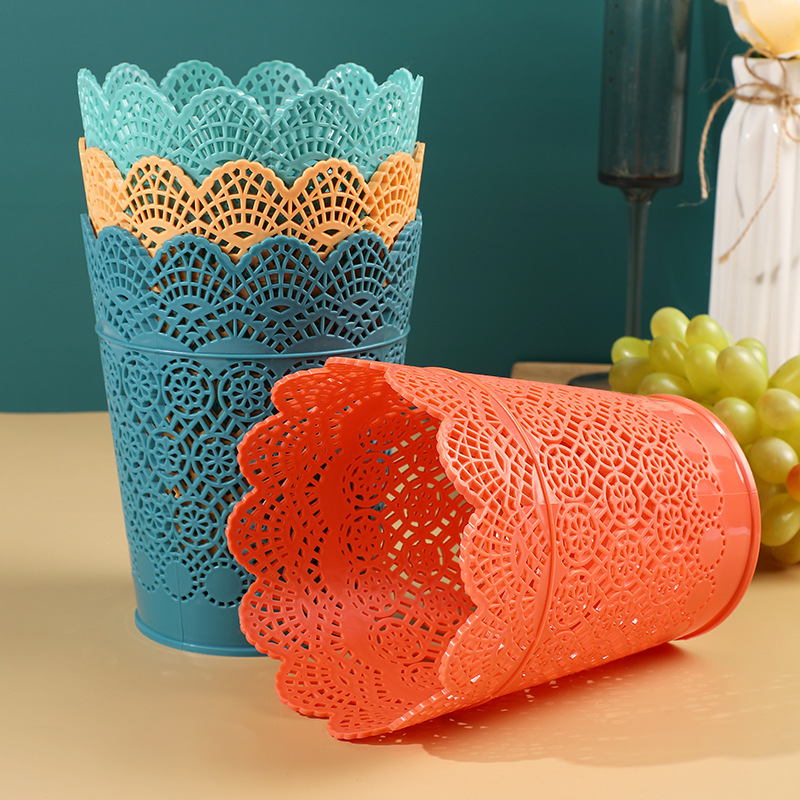 新款創意圓柱形歐式家用塑料置物垃圾桶 簡約風辦公室垃圾簍