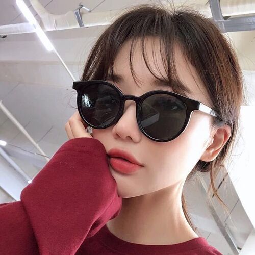 Mirror Sunglasses Korean Version Trendy Small Face Internet Celebrity Lin Xiaozhai Street Style Retro Round Frame UV Protection