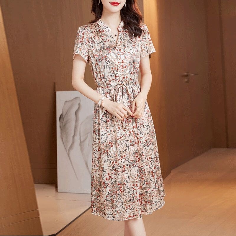 Special Clearance Sale: Hangzhou Premium Silk Dress for Middle-Aged Women, High-End Casual 100% Silk Long Dress for Mothers Special Clearance Sale: Hangzhou Premium Silk Dress for Middle-Aged Women, High-End Casual 100% Silk Long Dress for Mothers