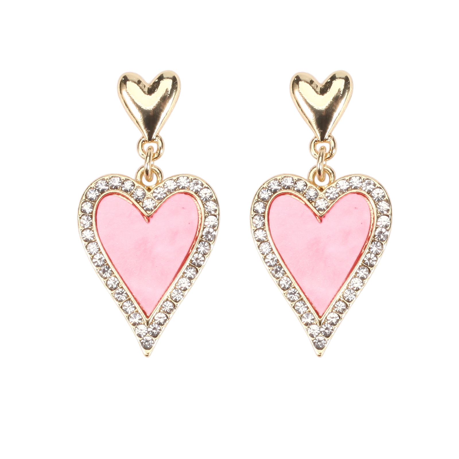 18g Weight Copper Ear Needle Material Rhinestones, Pearl Inlay Material Drop Earrings Classification 1 Pair Quantity Holiday, Daily Occasion Alloy Material Heart Shape Pattern Women's Gender Enamel, Inlay Design IG Style, Sweet Style 1 Pair IG Style Sweet Heart Shape Enamel Inlay Alloy Rhinestones Pearl Drop Earrings 35