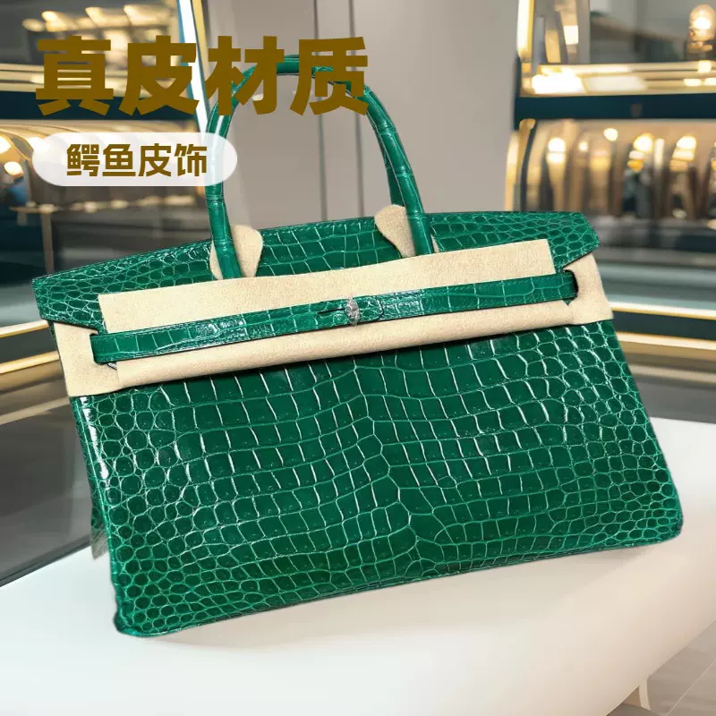 全手缝定制铂金女包高光亮面兴隆尼罗鳄鱼皮bk2530手提包工厂定制
