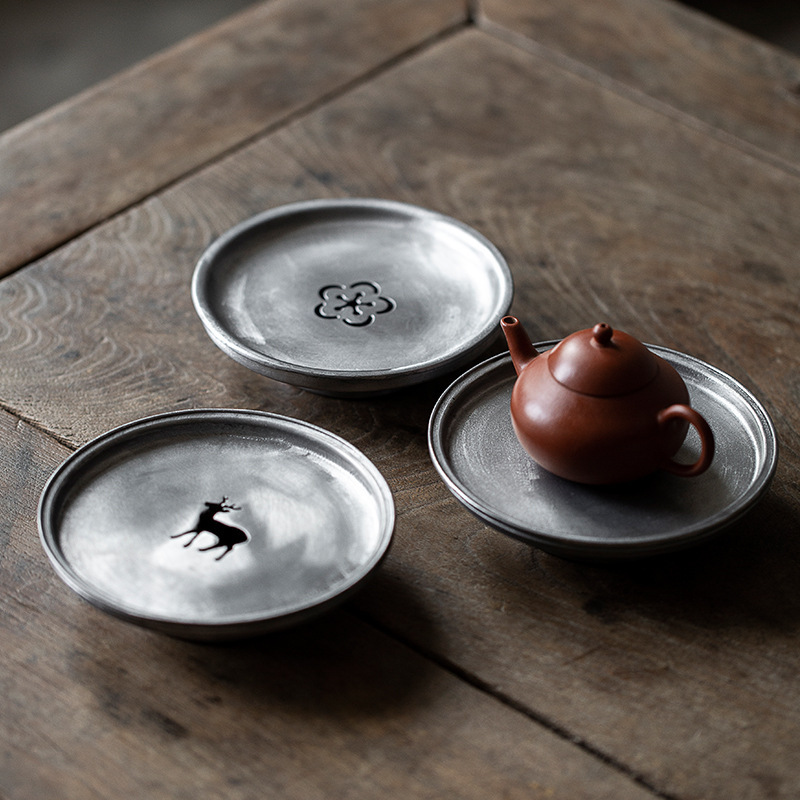 Old Tin Pot Water Storage Small Tea Table High-end Teapot Round Small Tray Jianshui Household Water Storage Dry Bubble Tray Small Tea Tray