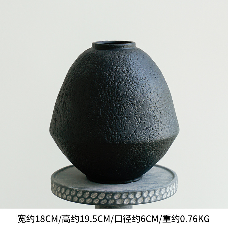 侘寂风复古陶罐摆件高级感客厅玄关插花艺术感陶瓷花瓶设计感小众|undefined