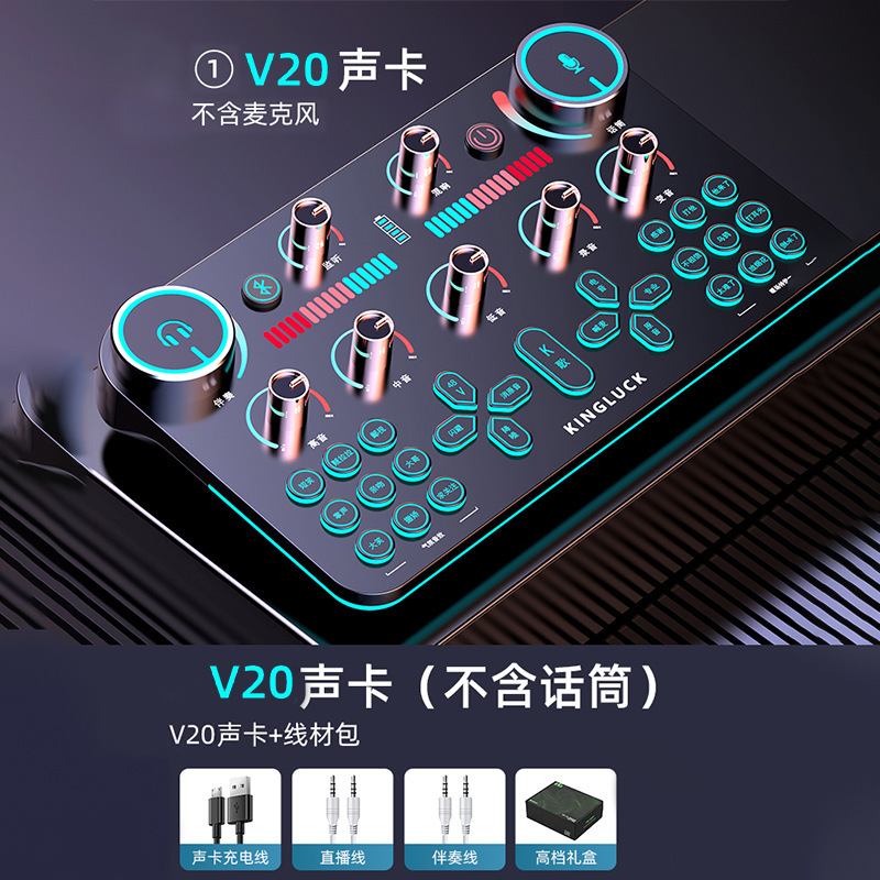 V19 ライブサウンドカードゲーム録音と歌専用機器デスクトップコンピュータ携帯電話マイクライブブロードキャストカスタマイズの完全なセット|undefined