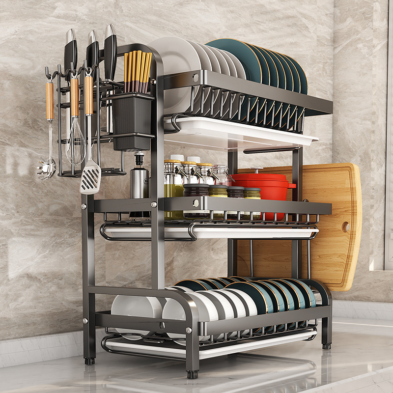 Iron Dish Drying Rack Drainboard Dish Drainers Knife Slots