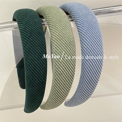  New Color Palette Retro High Crown Hair Band Fashion Hairpin Ribbed Press Hair Accessory Wide Sponge Headband for Women