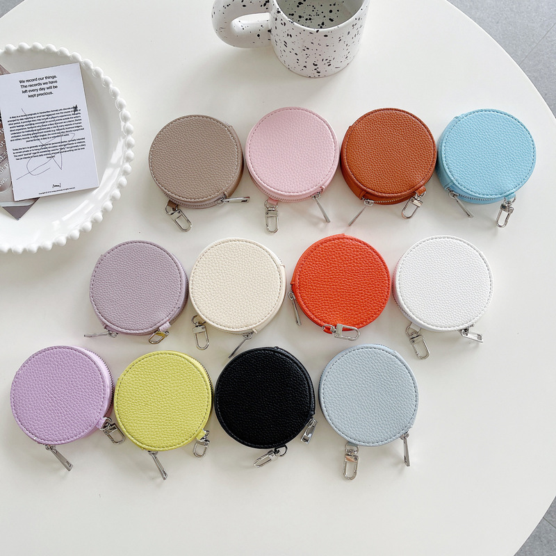 Japanese and Korean Coin Purse Women's Round Zipper Short Small Purse Key Card Holder Coin Bag Fashion Leather Bag Headphone Bag Japanese and Korean Coin Purse Women's Round Zipper Short Small Purse Key Card Holder Coin Bag Fashion Leather Bag Headphone Bag