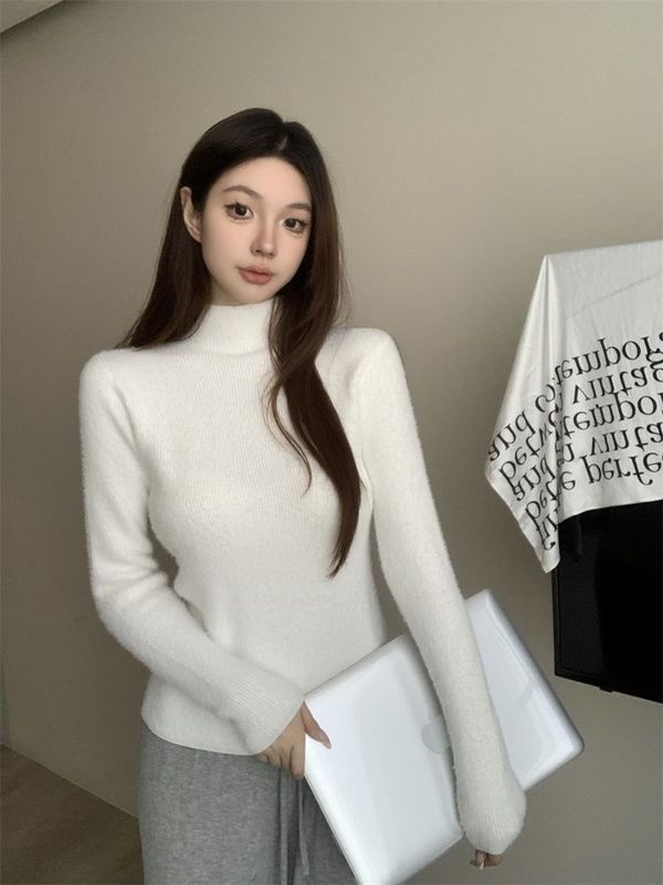 加绒加厚高领打底毛衣女冬季新款内搭修身显瘦保暖长袖针织衫上衣|undefined