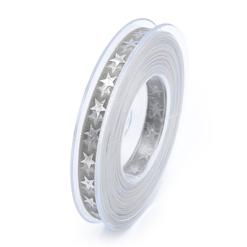 Transfronterizo nueva estrella de cinco puntas Cinta de Oro de plata caliente decoración de Navidad embalaje de regalo cinta de nieve Navidad 20 m