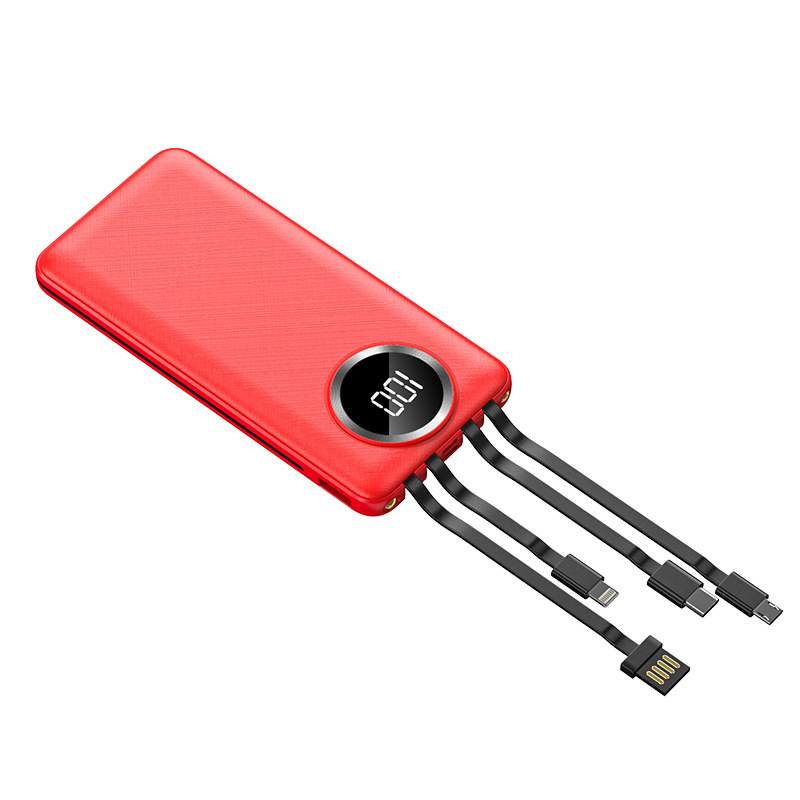 Pantalla inteligente de 2w mAh fuente de alimentación móvil de gran capacidad al aire libre con cuatro líneas de suministro de productos de fabricación de carga de teléfonos móviles