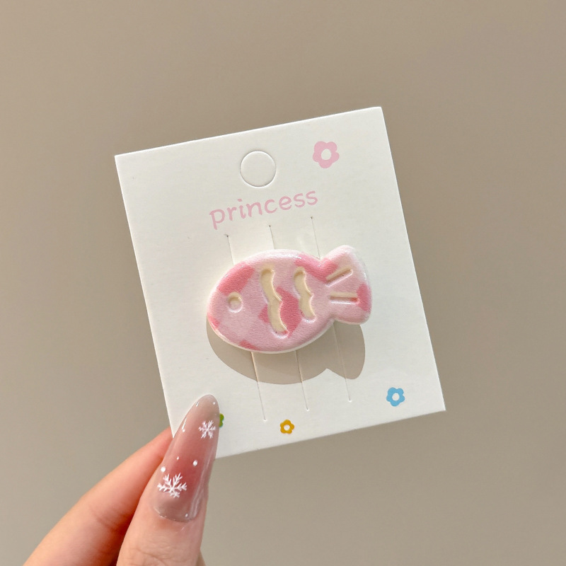 Crema rosa a cuadrícula pequeña pinza para el cabello de pez dulce polivalente chica adorable pinza lateral pinza para el cabello adorno nuevo clip