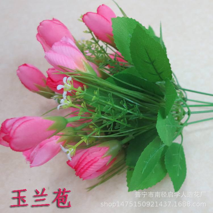 Flores artificiales al por mayor, 15 piezas: tulipán, magnolia, flor de nieve, mezcla de colores