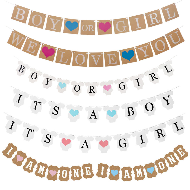 Cross-border BOY OR GIRL Cowhide Flag Boys and Girls Clothes Flag Glitter Sex Reveals Pull Flower Sign Cross-border BOY OR GIRL Cowhide Flag Boys and Girls Clothes Flag Glitter Sex Reveals Pull Flower Sign